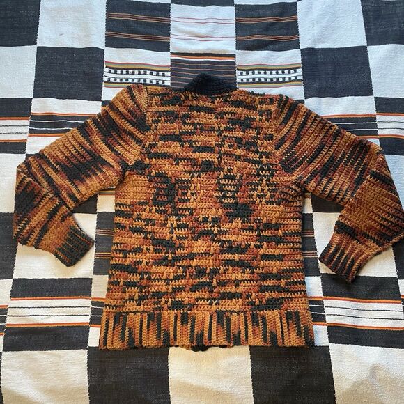 Vintage Handmade Knit Fall Button Up Sweater. OOAK. Medium. Autumn Harvest Vibes - Picture 5 of 15